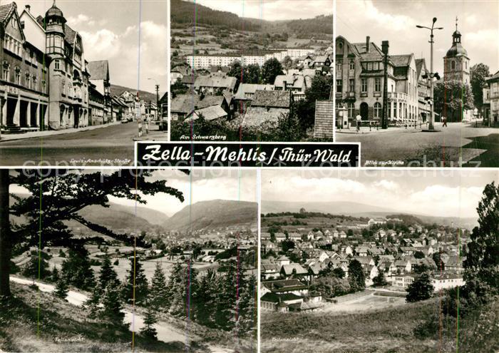 Zella-Mehlis Louis Anschluetz Strasse Schwarzberg Kirche Landschaftspanorama