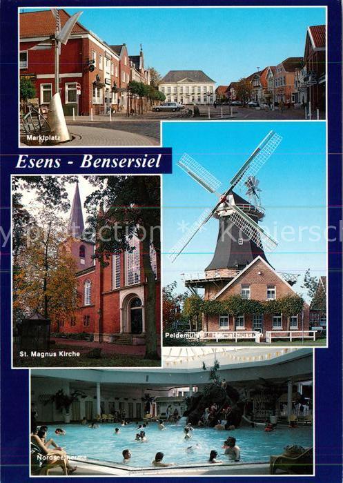 Bensersiel Marktplatz St Magnus Kirche Windmuehle Heimatmuseum Nordseetherme