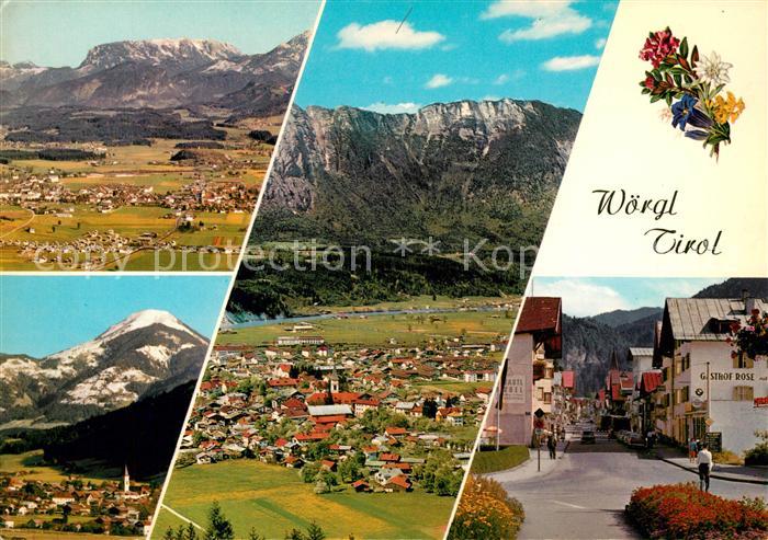 Woergl Tirol Panorama Unterinntal Alpen Ortsmotiv mit Gasthof Rose