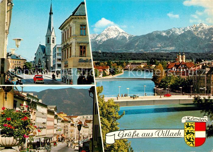 Villach Kaernten Ortspartien Kirche Bruecke