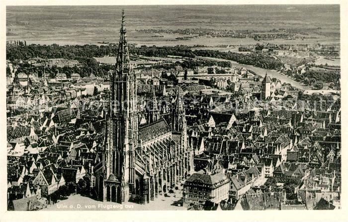 Ulm Donau Fliegeraufnahme mit Ulmer Muenster