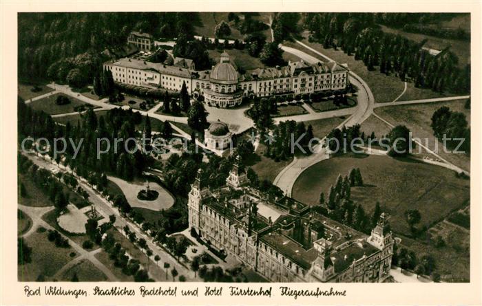 Bad Wildungen Staatl Badehotel und Hotel Fuerstenhof Fliegeraufnahme