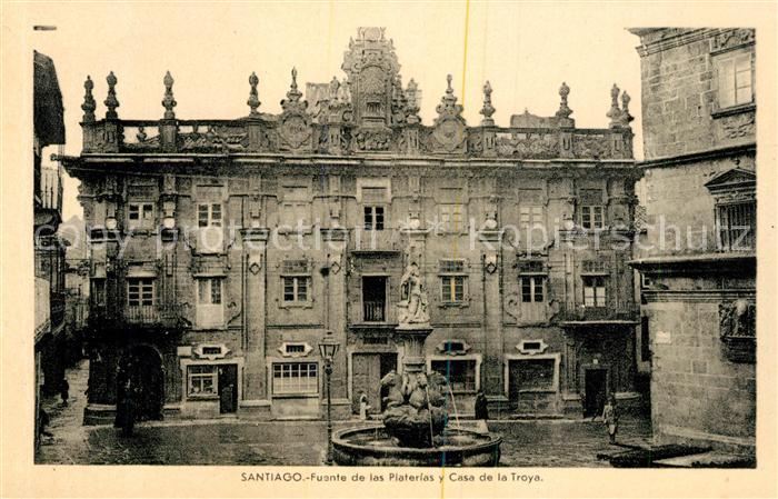 Santiago de Compostela Fuente de las Piaterias y Casa de la Troya