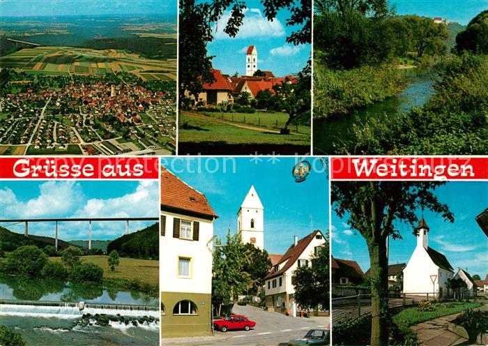 Weitingen Fliegeraufnahme Kirche Bruecke Ortsmotive
