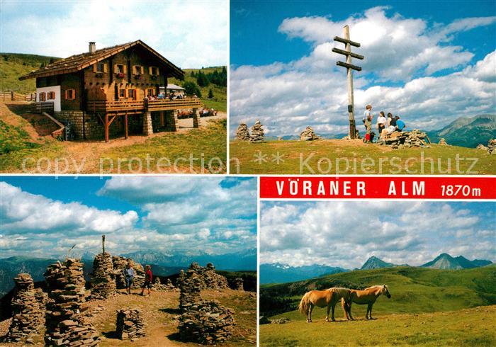 Voeran Verano Voeraner Alm am Tschoegglberg Gipfelkreuz Steintuerme Pferde