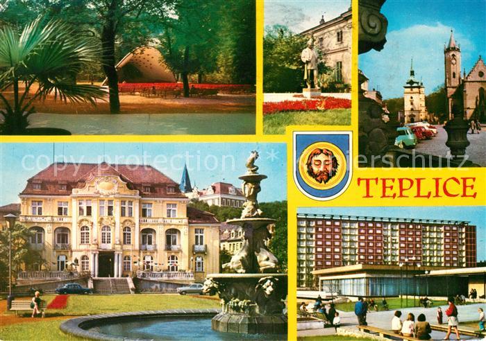 Teplice Parku Socha presidenta Kl Gottwalda Zamecke namesti Kamenne lazne Reteni