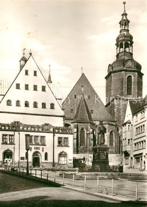Eisleben Marktplatz Rathaus Andreaskirche Stadtturm Buergerhaeuser Denkmal