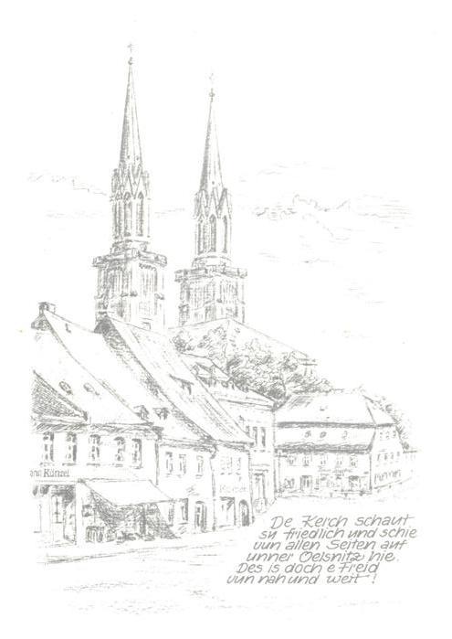 Oelsnitz Vogtland Kirche Zeichnung Anneliese Spranger