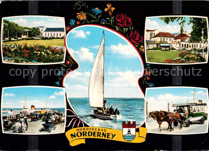 Norderney Nordseebad Park Promenade Segelschiff Pferdewagen