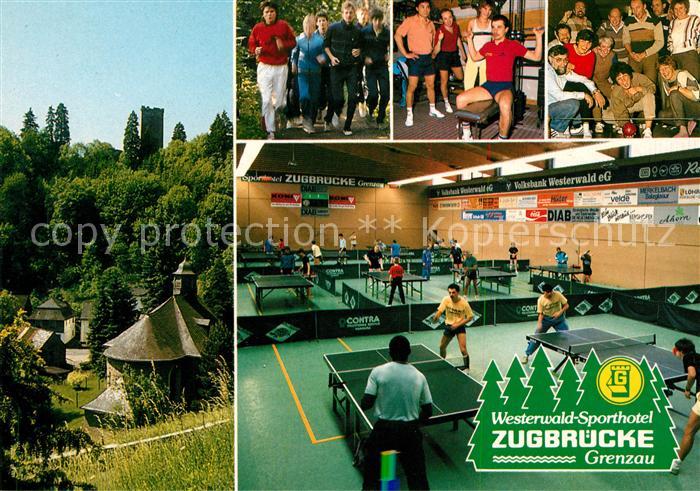 Hoehr-Grenzhausen Sporthotel Zugbruecke Grenzau Fitness Tischtennishalle Burgrui