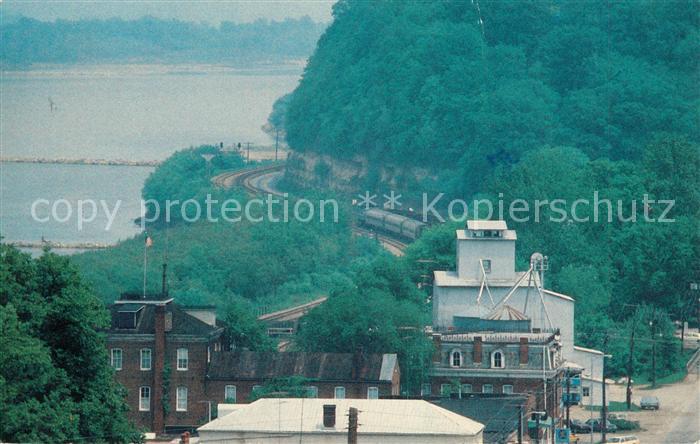 Hermann Missouri Looking east from St Pauls UCC Missouri River railroad tracks