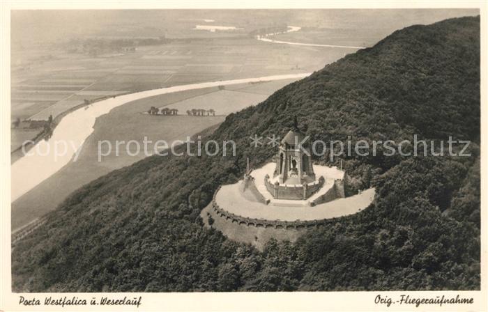 Porta Westfalica Kaiser Wilhelm Denkmal Original Fliegeraufnahme