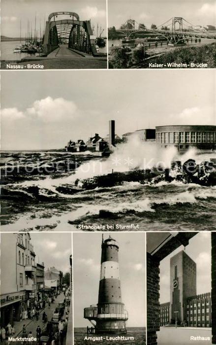 Wilhelmshaven Nassau Bruecke Kaiser Wilhelm Bruecke Strandhalle Sturmflut Markts