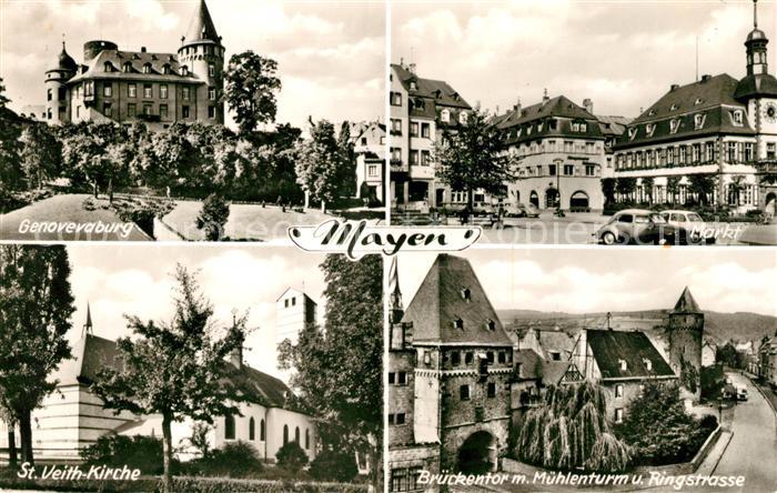 Mayen Genovevaburg Markt St Veith Kirche Brueckentor Muehlenturm Ringstrasse