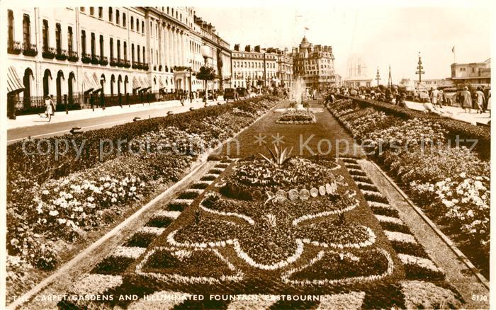 Eastbourne Sussex Carpet Gardens and illuminated Fountain