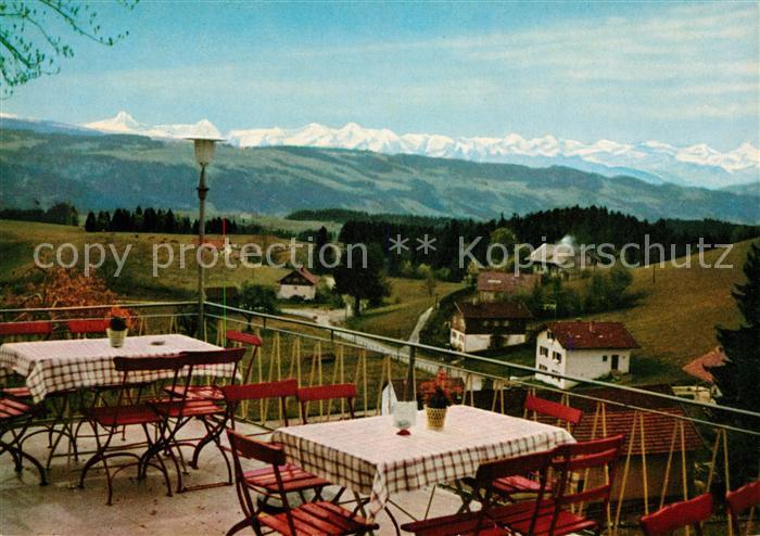 Scheidegg Allgaeu Terrassencafe Fuenflaenderblick Blasenberg Alpenpanorama