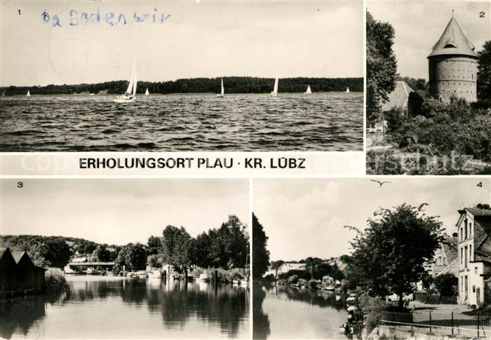 Plau See Plauer See Burgturm Partie an der Elde Mecklenburgische Seenplatte