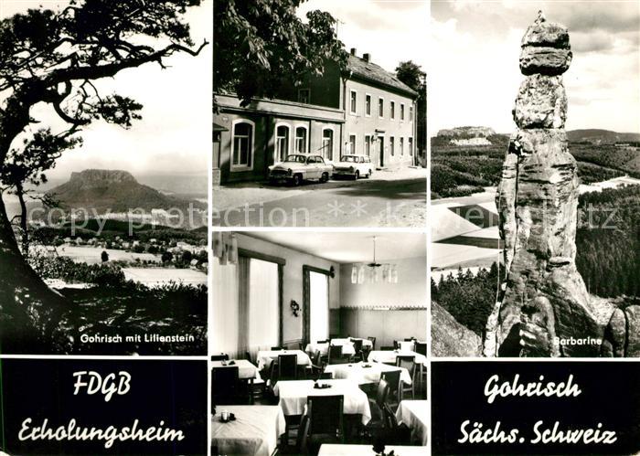 Gohrisch Panorama mit Lilienstein Elbsandsteingebirge FDGB Erholungsheim Barbari