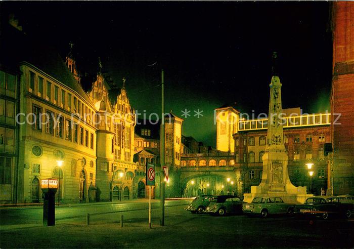 Frankfurt Main Paulsplatz Rathaus Denkmal Nachtaufnahme