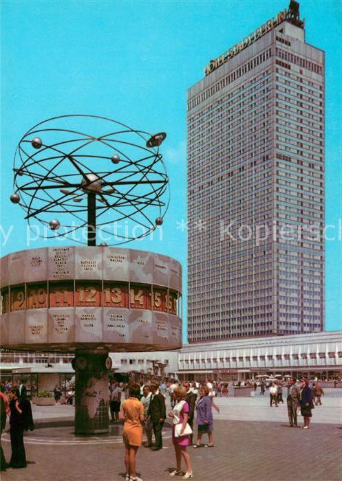 BERLIN  CITY Alexanderplatz Weltzeituhr Hochhaus Hauptstadt der DDR