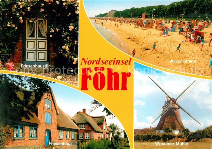 Insel Foehr Friesenhaustuer Wyker Strand Friesenhaus Wrixumer Muehle