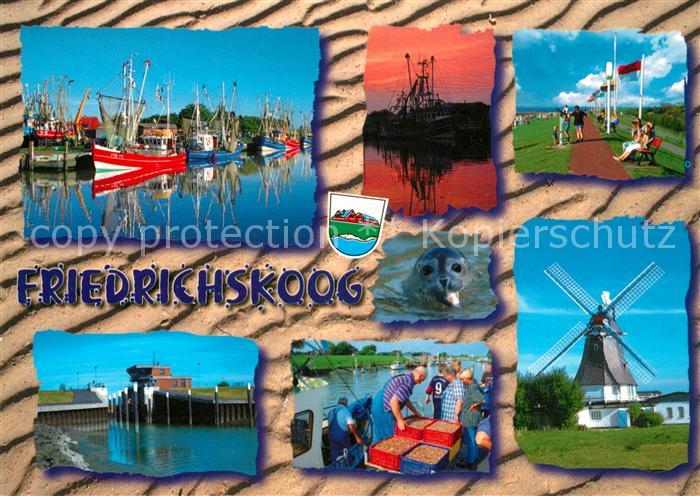 Friedrichskoog Nordseebad Hafen Fischkutter Fischer Windmuehle Promenade Sonnenu