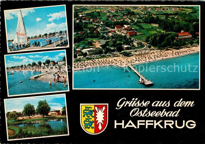 Haffkrug Ostseebad Strand Seebruecke Fliegeraufnahme Wappen