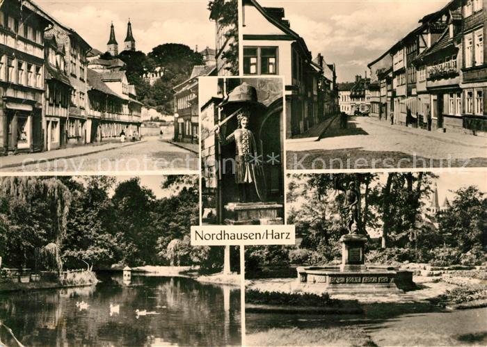 Nordhausen Thueringen Strassenpartien Schwanenteich Brunnen