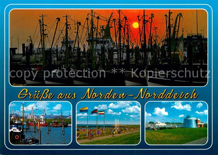 Norden Norddeich Ostfriesland Hafen in der Abendsonne Promenade