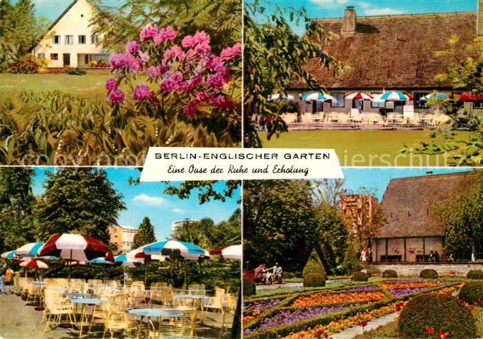 BERLIN  CITY Englischer Garten Restaurant Terrasse Blumenbeet