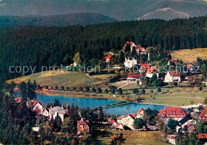 Hahnenklee-Bockswiese Harz Blick auf Kurteiche Kurort Fliegeraufnahme