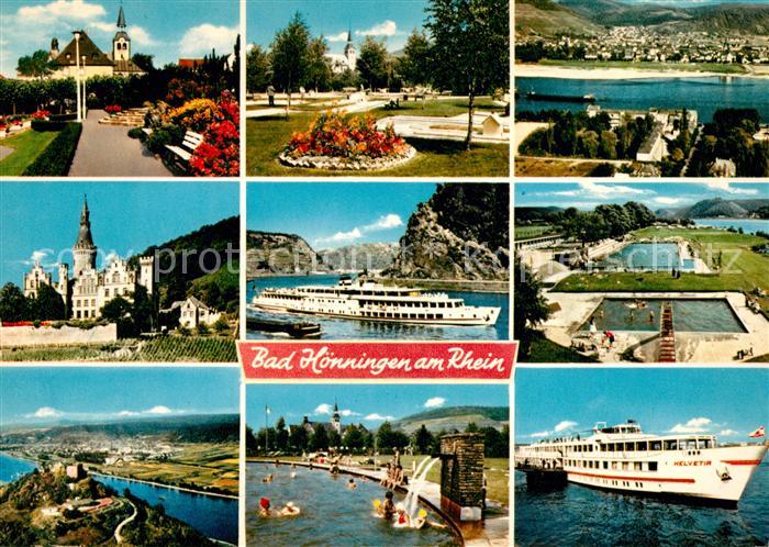 Bad Hoenningen Teilansichten Kurpark Freibad Rheindampfer Schloss Arenfels