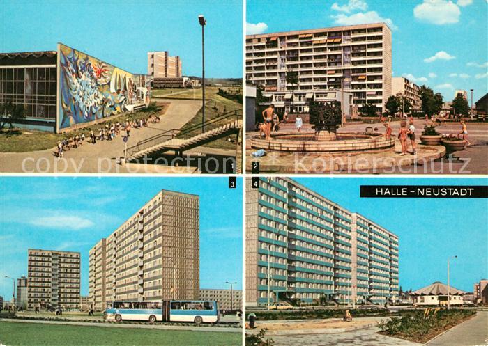 Neustadt Halle Hallenschwimmbad Alchimistenbrunnen Wohnbezirk VIII Hochhaeuser P