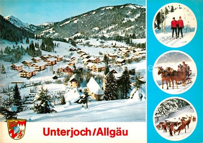 Unterjoch Panorama Wintersportplatz Allgaeuer Alpen Pferdeschlitten Wildfuetteru