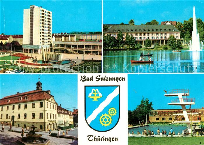 Bad Salzungen Leninplatz Kurhaus am Burgsee Rathaus Schwimmbad