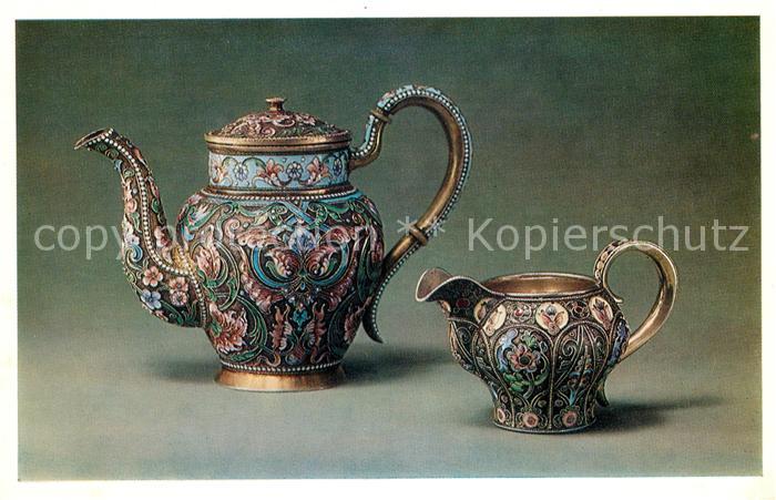 Lebensmittel Tea-Pot Milk-Jug Siver Moscow 20th Century