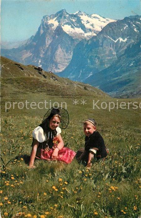 Trachten Schweiz Bern Trachtenmaedchen Sennenbub Wetterhorn
