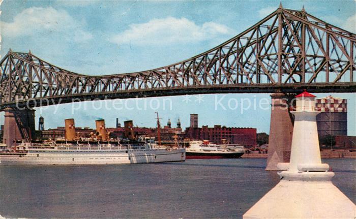 Bruecken Bridges Ponts Jacques Cartier Bridge Montreal Ocean Liner Empress of Sc