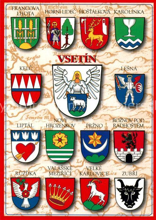 Wappen Vsetin Kelc Lesna Przno Liptal Ruzdka Zubri Karolinka
