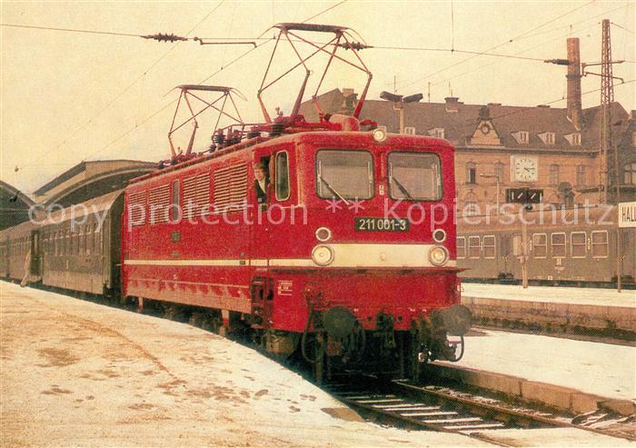 Lokomotive Schnellzuglokomotive 211 001-3 Bahnhof Halle