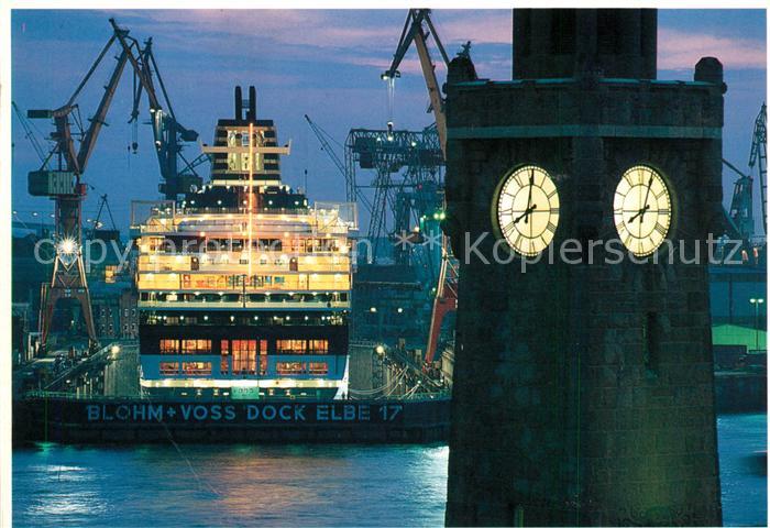Schiffe Ships Navires Mercury Hamburg Uhrturm St.-Pauli-Landungsbruecken