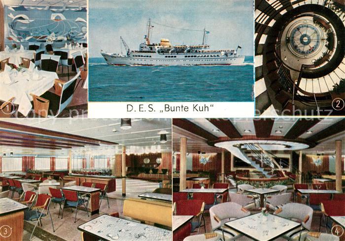 Schiffe Ships Navires D.E.S. Bunte Kuh Gastronomie Speisesaal Tanzsalon Bar Cafe