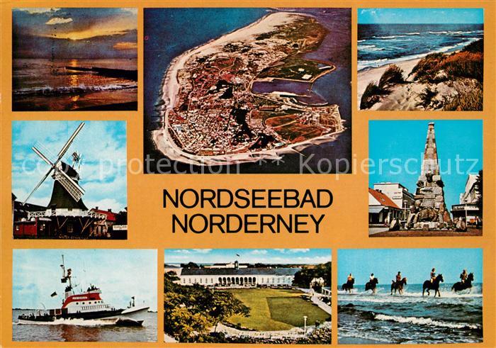 Norderney Nordseebad Abendstimmung Fliegeraufnahme Muehle Reiter Strand