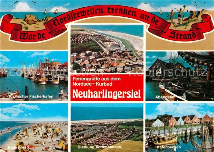 Neuharlingersiel Fischerhafen Abendstimmung Badestrand Addenhausen Hafenbecken