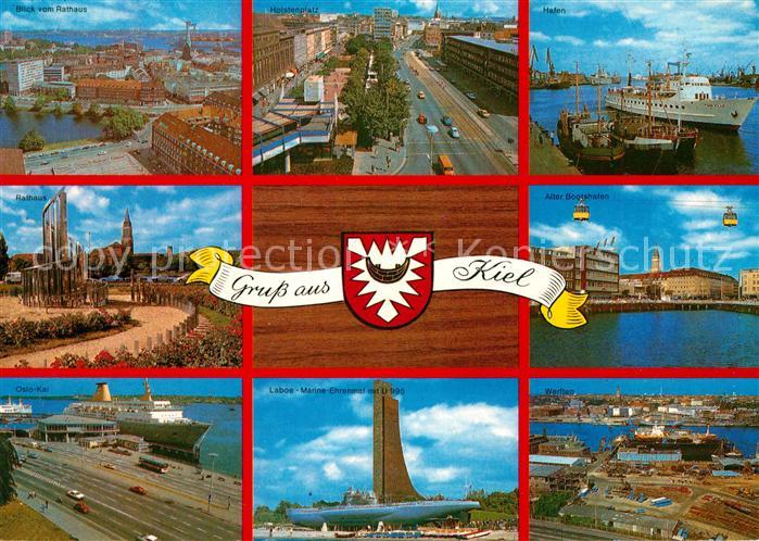 KIEL  CITY Rathaus Holstenplatz Hafen Alter Bootshafen Oslo Kai Laboe