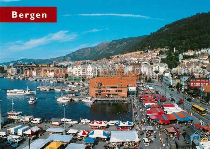 Bergen Norwegen Fisketorget og Bryggen