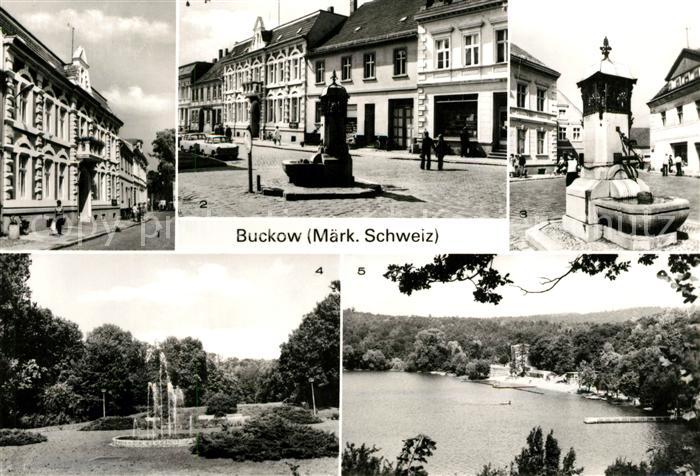 Buckow Maerkische Schweiz Rathaus Markt Brunnen Park Schermuetzelsee