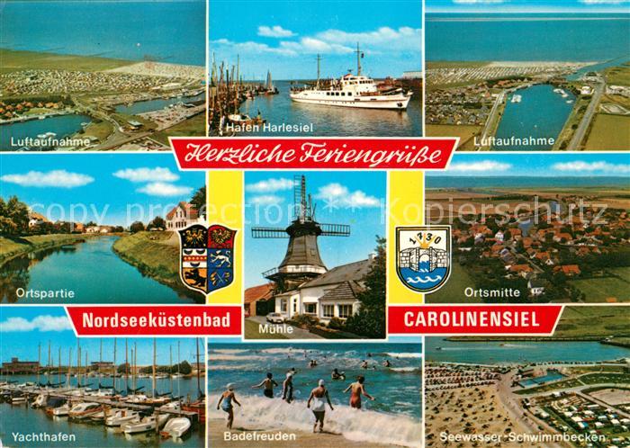 Carolinensiel-Harlesiel Ostfriesland Fliegeraufnahme Yachthafen Badefreuden Mueh
