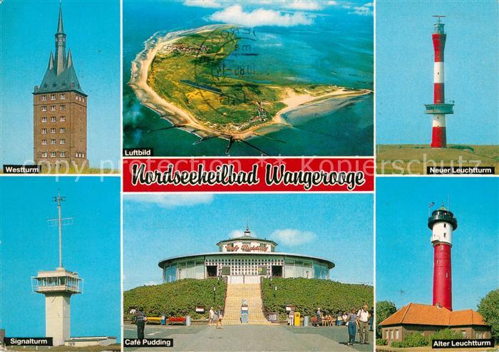 Wangerooge Nordseebad Fliegeraufnahme Westturm Signalturm Cafe Pudding Leuchttue