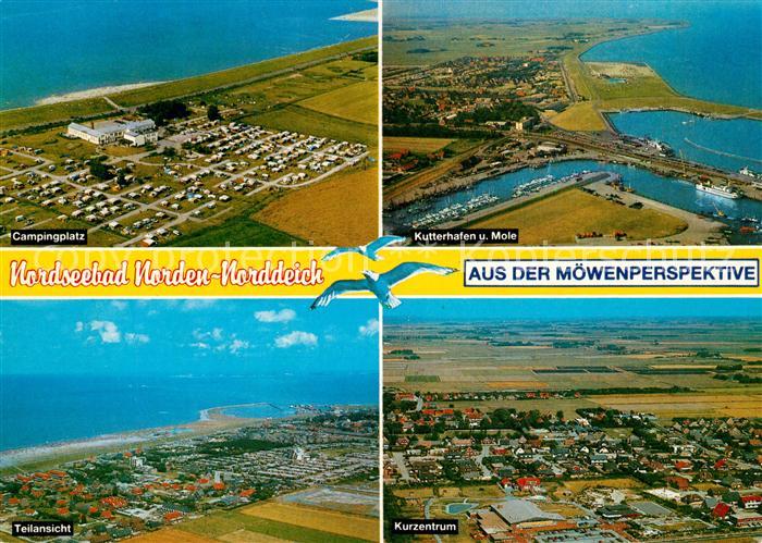 Norden Norddeich Ostfriesland Fliegeraufnahme Campingplatz Kutterhafen Kurzentru